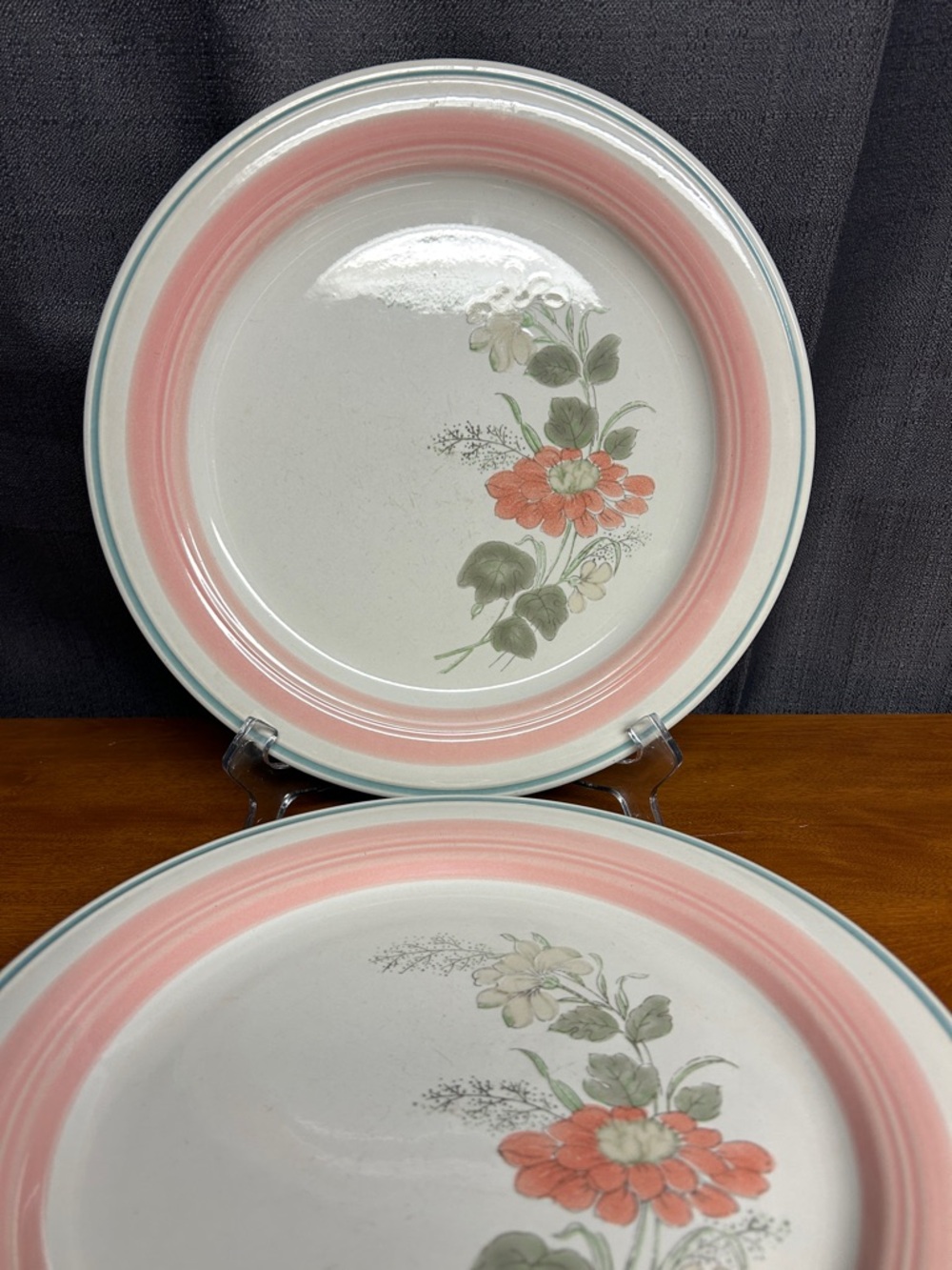 Vintage stoneware Nancy Pink Floral Dinner Plate - Classic Ceramic Dinnerware